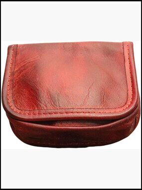 Men's Leather Coin Purse Bifold Wallet Push Button Closure Change Pouch